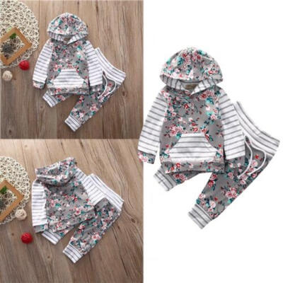 

Newborn Toddler Boys Girls Long Sleeve Hooded Tops T-shirtPants Outfits Clothes
