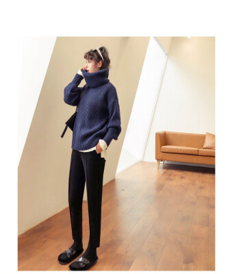 

2018 autumn&winter new thick woolen trousers chic straight suit nine casual ulzzang trousers women