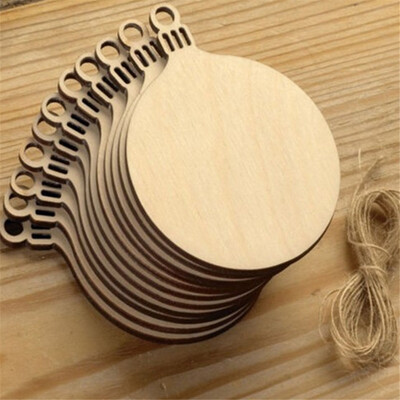 

Gobestart Wooden Tags Christmas Balls Decor Art Crafts Ornaments DIY Scrapbooking 10pcs