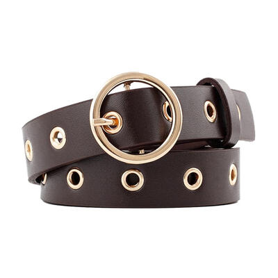 

Women Round Buckle Eyelets Adjustable Faux Leather Belt Jeans Pants Waistband