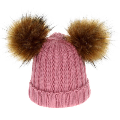 

Tailored Mother&Me Women Cap Balls Warm Detachable Copper Button Thickening Hat