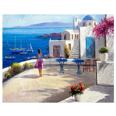 

kirin show 5D Diamond Mosaic Sea Villa Diamond Painting Cross Stitch Full Kits Diamond Embroidery Pattern Rhinestone Handmade