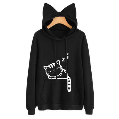 

Women\S Loose Cat Hooded Sweater