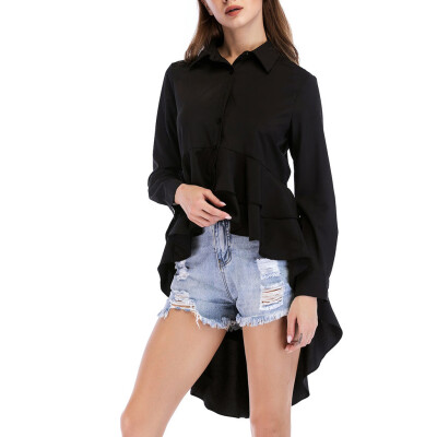 

Gobestart Women Long Sleeve Asymmetrical Shirt Tops High Low Plus Blouse