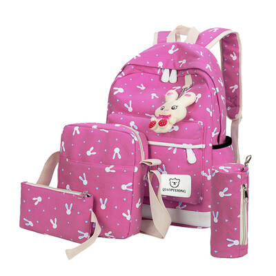 

Tailored 4 Sets Women Girl Rabbit Animals Travel Backpack School Bag Shoulder Bag Handbag