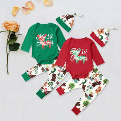 

AU Xmas Newborn Baby Boy Girl Christmas Clothes Romper Tops Pants Winter Outfit