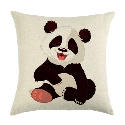 

8 Styles Lovely Cartoon Panda Cotton Linen Throw Pillow Case Cushion Cover Home Decor