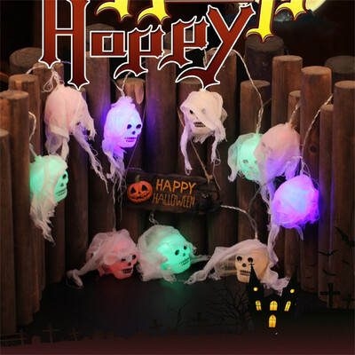 

〖Follure〗Halloween LED White Gauze Skull Battery Light Horror Atmosphere Decoration
