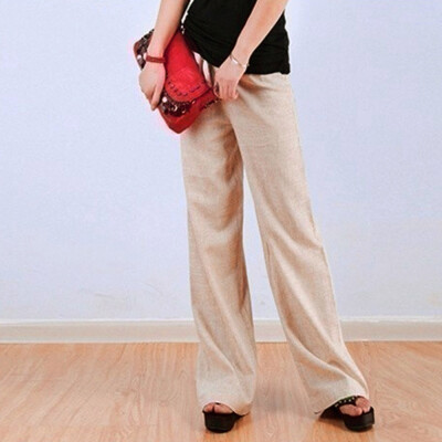 

Tailored Women High Waist Long Straight Pants Solid Color Plus Size Broad Leg Pants