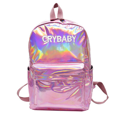 

Tailored Backpack Women Fashion Leather Large Capacity Holographic School Bookbag