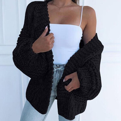 

Autumn And Winter Women Cardigans Sweater Solid Color Sweater Open Front Sweater Warm Coat