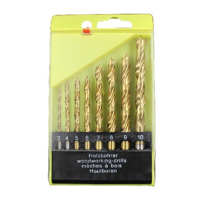 

8pcs 3-10mm Titanium-plated Woodworking Three-point Drill Bit Set Wood Timber Drilling Tool Clearing Woodworking Drills