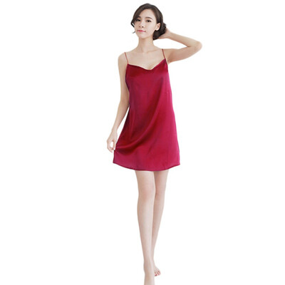 

Faux Silk Nightgowns Satin Sleepwear Night Dress Women Sleeveless Nighties V-neck Nightdress Nightwear Nightshirt