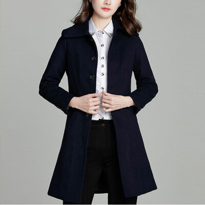 

Toponeto Women Professional Wear Medium And Long Jacket Thick Woolen Cotton Coat