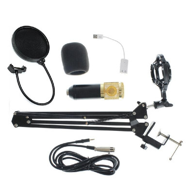 

Condenser Microphone Kit Studio Suspension Boom Scissor Arm Sound Card Recording Equipment Set
