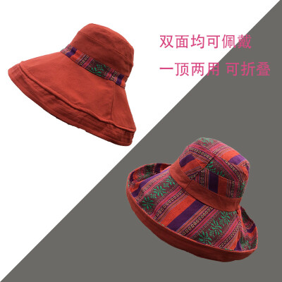 

Hat Lady Dayan Double-sided Fishermans Hat Korean version of Baitu Tour Sunshade Sunscreen Sunshine Beach Hat Tide in Summer