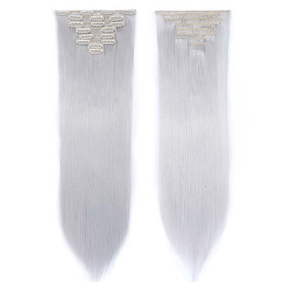

Full Head Clip Synthetic in Hair Extensions 8 Piece 18 Clips Hairpiece Long Wave Curly Straight for Women