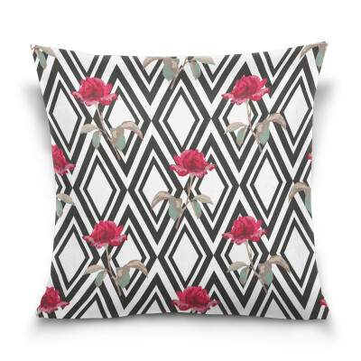

ALAZA Throw Pillow Cover 16 X 16 inch Christmas Gift Cushion Cover with Floral Pattern Printed Pillowcase