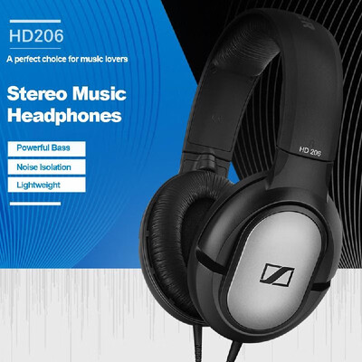

Sennheiser HD 206 Closed-Back Over Ear Headphones 35mm Wired Stereo Music Headset Noise Isolation Earphone