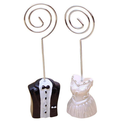 

1 Pair Bride Groom Shape Wedding Place Card Holder Table Number Stand Photo Clip