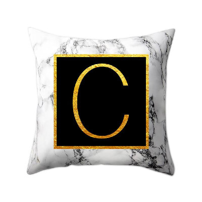 

Modern Pillowcases 4545 Gold Alphabet Word Letter White Marble Pattern Pillow Case Super Soft Throw Sofa Bed Cushion Cover Protec