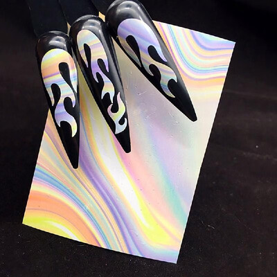 

Colorful Nail Sheet Blaze Shape Hollow Nail Art Transfer Decals Self-Adhesive Blaze Sticker