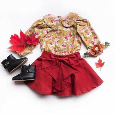 

2Pcs Toddler Kid Baby Girl TopsSkirt Outfit Princess Party Dress Clothes Casual