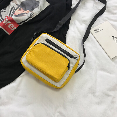 

Korean fashion personality Messenger bag 2019 new casual wild color collision shoulder bag female simple temperament canvas bag