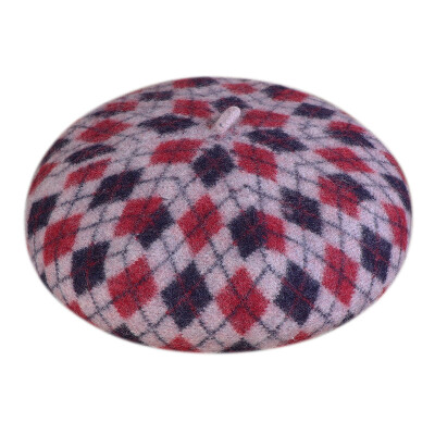 

Autumn&Winter 2019 New Korean Version Ladys Coloured Rhombic Wool Beret Hat Retro Wool Painter Hat Wholesale