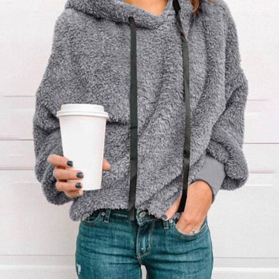 

2019 Womens Oversized Sherpa Coat Zipper Fuzzy Pullover Outwear With Pockets