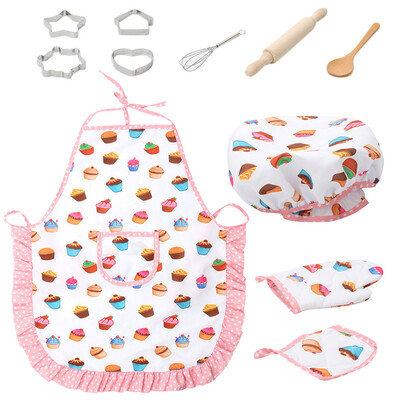 

Gobestart 11pcs Kids Cooking And Baking Set Kitchen Costume Role Play Kits Apron Hat WH