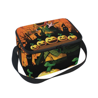 

ALAZA Lunch Box Insulated Lunch Bag Large Cooler Halloween With Pumpkin Cartoon Tote Bag