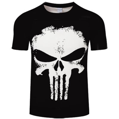 

Plus Size Men\s Casual 3D Skull Print Short Sleeves T-shirt