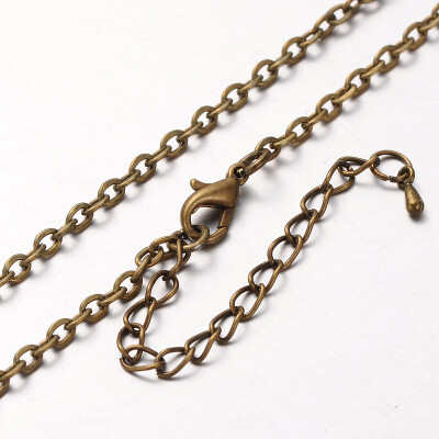 

Iron Cable Chain Necklace Makings with Alloy Lobster Claw Clasps&Iron End Chains Antique Bronze 303