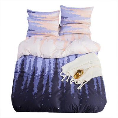 

4pcs Bedding Set Simple Printed Quilt Duvet Cover Flat Bed Sheet Pillowcase