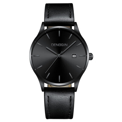 

Gobestart Mens Casua Stainless Steel Case Leather Band Quartz Analog Date Wrist Watch