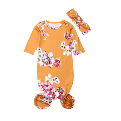 

Newborn Baby Girl Outfit Set Floral Swaddle Wrap Blanket Sleeping Bag Headband