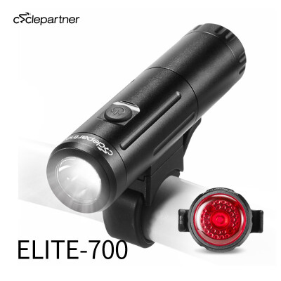 

CYCLEPARTNER Elite-700500 Lumen Bike Light Set Bicycle Headlight&Taillight Long Battery USB Rechargeable IP65 Waterproof