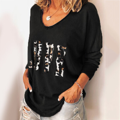 

Starmoon Ladies Women Long Sleeve Leopard T-Shirt Loose Top Love Casual Blouse Autumn Tee
