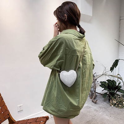 

Tailored Womens Summer Girl Peach Heart Chain bag Rivet Single Shoulder Messenger Bags