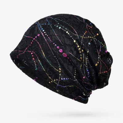 

Muslim Women Colorful Lace Hollow Out Breathable Cancer Chemo Hat Turban Head Wrap Stretch Slouchy Beanie