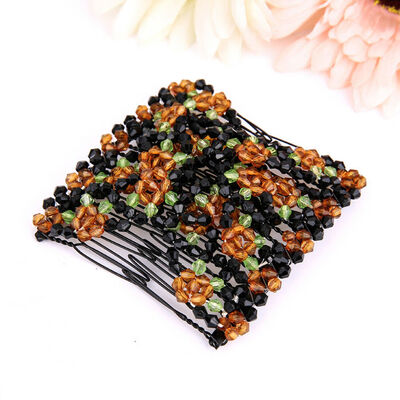 

Double Hair Comb Magic Beads Elasticity Clip Stretchy Hair Comb Clips Fashion