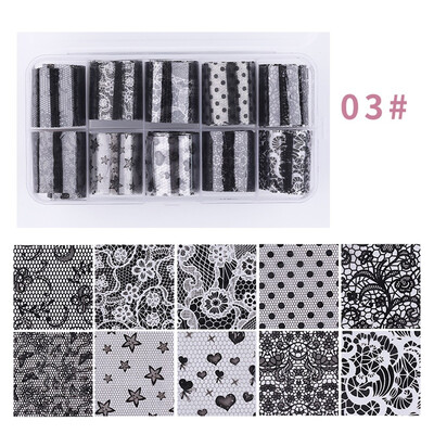

Toponeto Nail Transfer Paper Mirror Dazzle Color Lace Star Gel Nail Transfer Paper