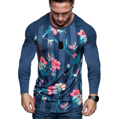 

Toponeto Mens New Style Fashion stamped Long Sleeve Shirt Printed Long-Sleeved Blouse
