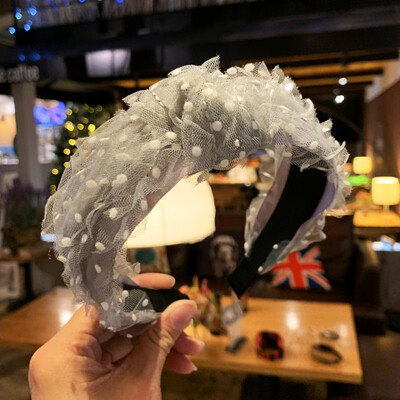 

Lady Soft Knotted Dot Hairband Bow Hair Hoop Wedding Party Lace Mesh Fairy Headband For Women Hair Accessories