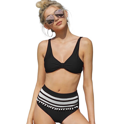 

Bikini two-piece Womens Swimwear wrapped chest strap high waist triangle split swimsuit