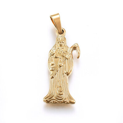 

304 Stainless Steel Pendants Saint Golden 25x10x2mm Hole 5x3mm
