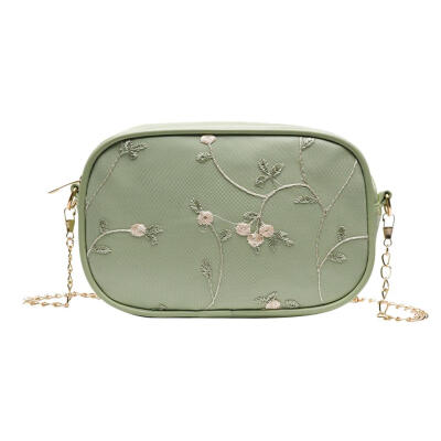 

Lace Flower Decor Shoulder Handbags Women Chain PU Leather Crossbody Bags