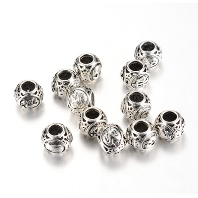 

Alloy European Beads Large Hole Beads Rondelle with ConstellationZodiac Sign Mixed 1011x9mm Hole 5mm