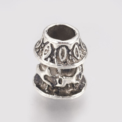 

Alloy European Beads Large Hole Beads Antique Silver 11x10mm Hole 5mm